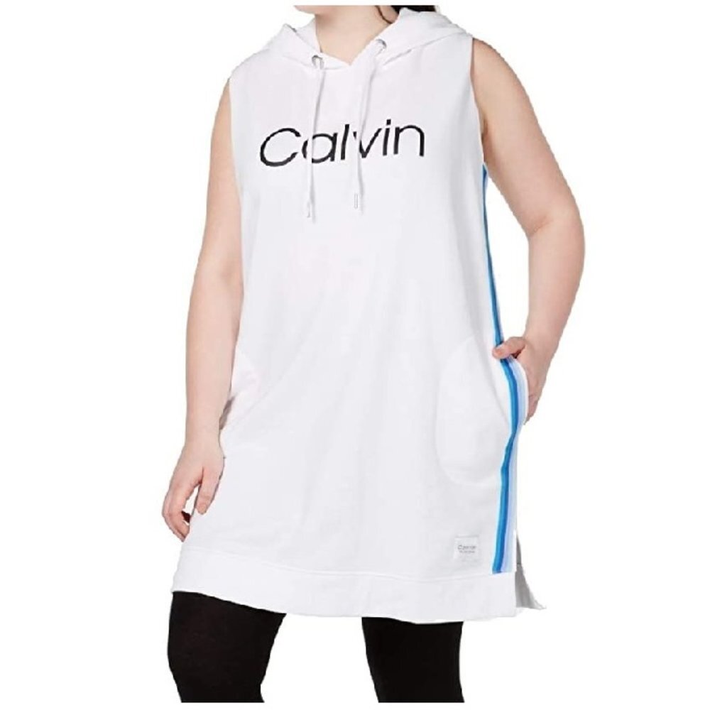 Calvin Klein Perform. Ombre-Stripe Hoodie Dress